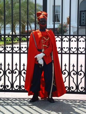 Un tirailleur sénégalais monte la garde devant le Palais Présidentiel