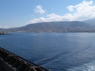 d&eacute;part pour l'&icirc;le de Santorin